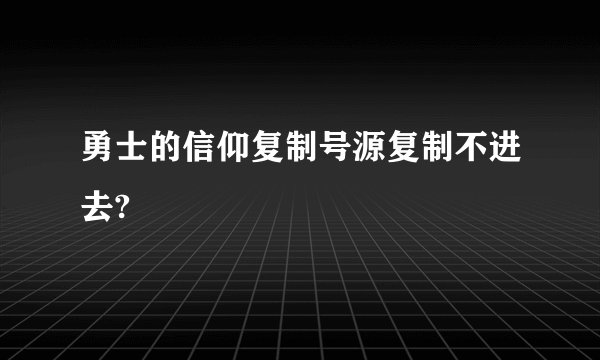 勇士的信仰复制号源复制不进去?