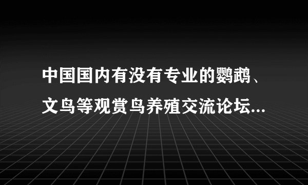 中国国内有没有专业的鹦鹉、文鸟等观赏鸟养殖交流论坛？拜托各位帮忙找找，谢谢。