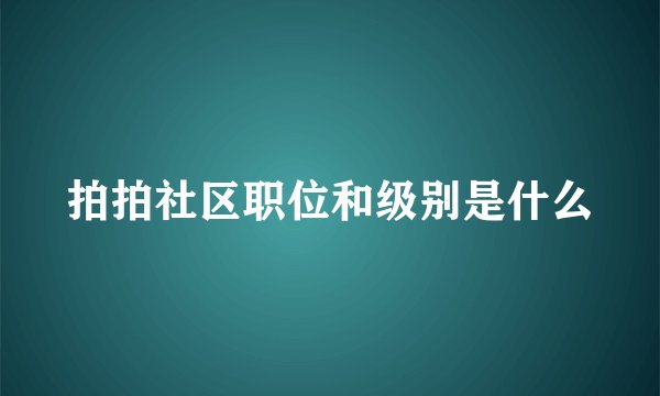 拍拍社区职位和级别是什么
