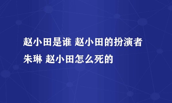 赵小田是谁 赵小田的扮演者朱琳 赵小田怎么死的