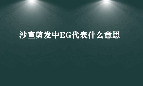沙宣剪发中EG代表什么意思