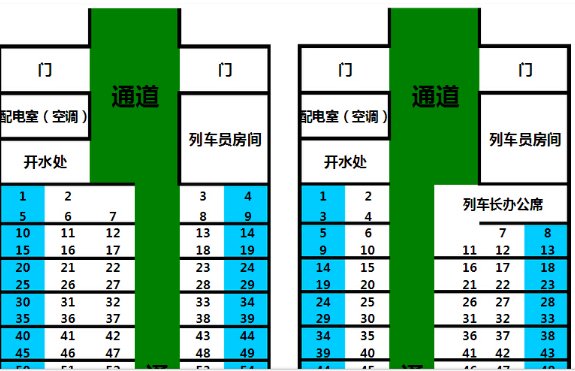 火车车厢座位分布图 硬座