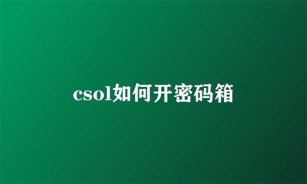 csol如何开密码箱