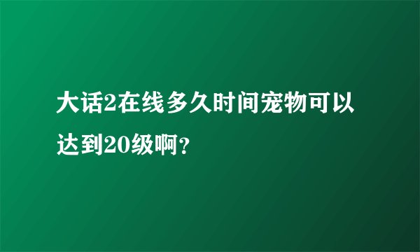 大话2在线多久时间宠物可以达到20级啊？