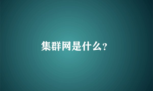 集群网是什么？