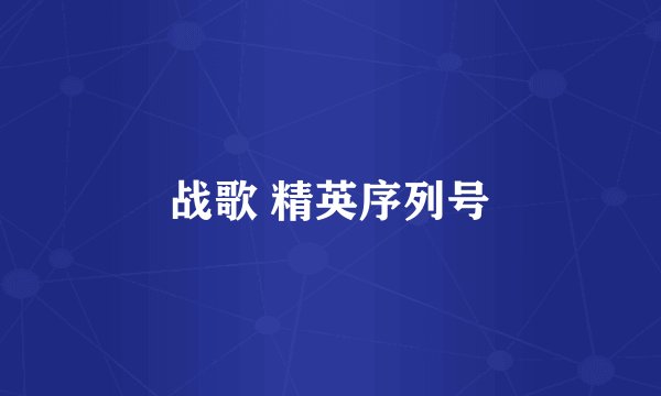 战歌 精英序列号