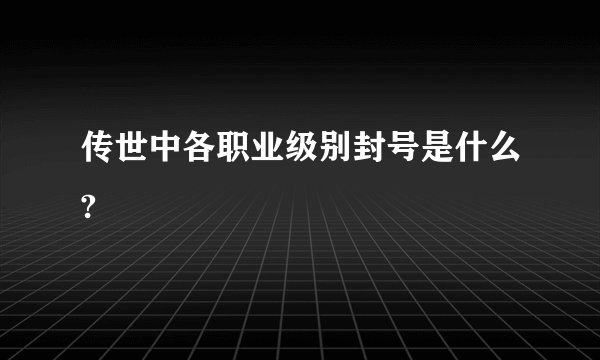 传世中各职业级别封号是什么?