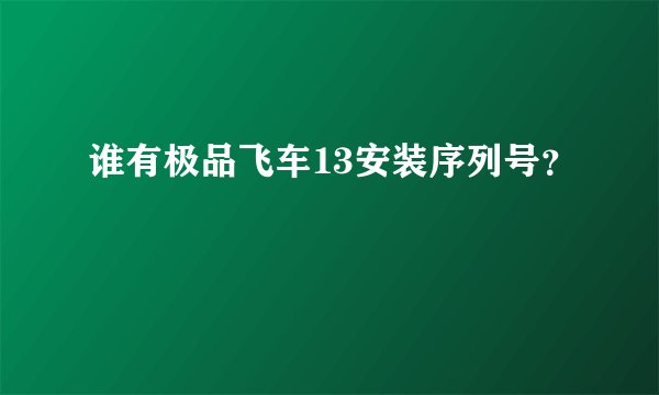 谁有极品飞车13安装序列号？