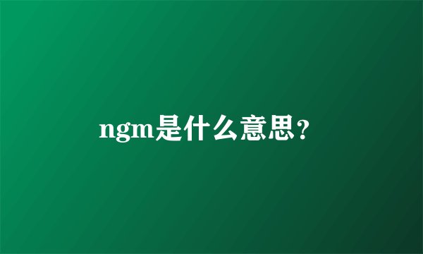 ngm是什么意思？