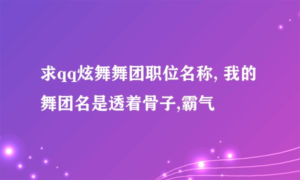 求qq炫舞舞团职位名称, 我的舞团名是透着骨子,霸气