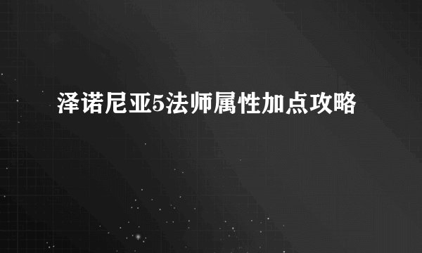 泽诺尼亚5法师属性加点攻略