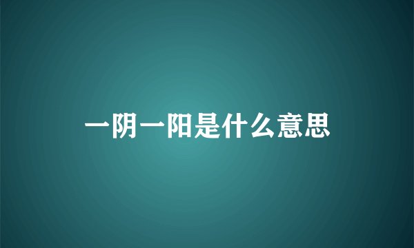 一阴一阳是什么意思