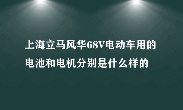 上海立马风华68V电动车用的电池和电机分别是什么样的