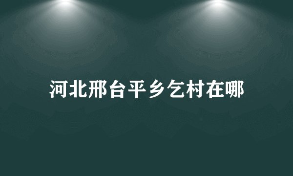 河北邢台平乡乞村在哪