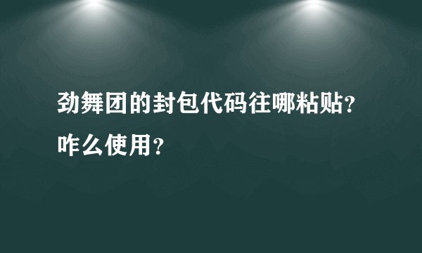 劲舞团的封包代码往哪粘贴？咋么使用？