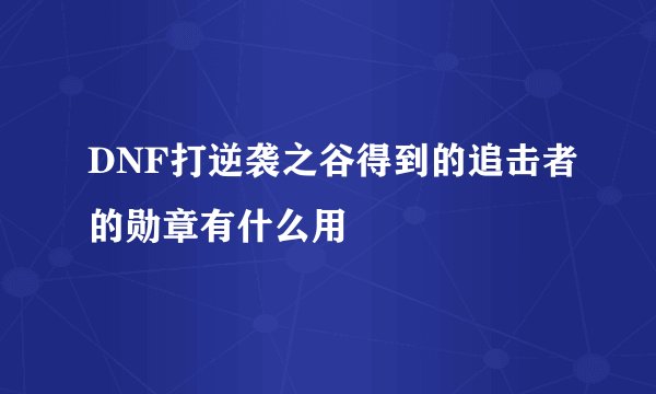 DNF打逆袭之谷得到的追击者的勋章有什么用