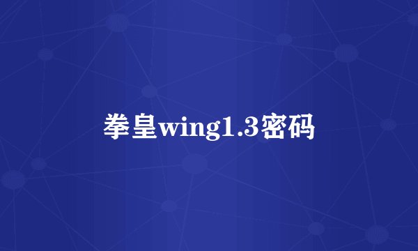 拳皇wing1.3密码