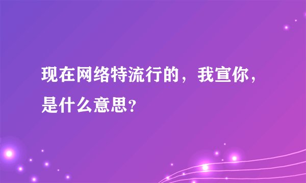 现在网络特流行的，我宣你，是什么意思？