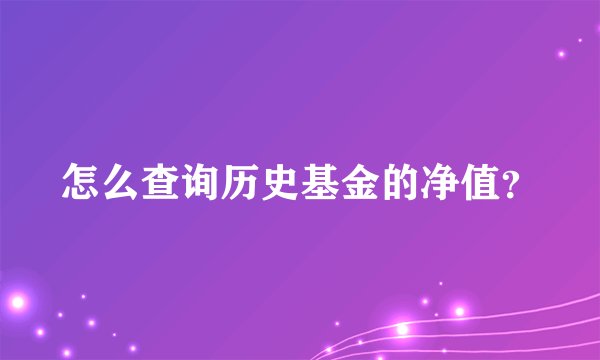 怎么查询历史基金的净值？