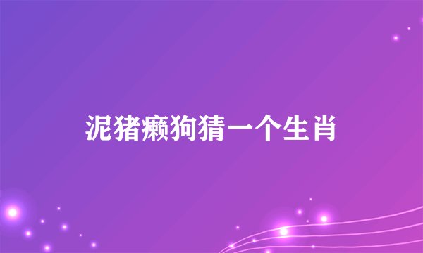 泥猪癞狗猜一个生肖