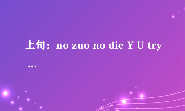 上句：no zuo no die Y U try 下句：是什么
