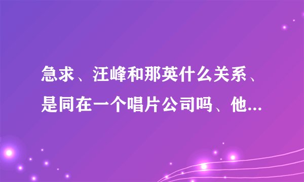 急求、汪峰和那英什么关系、是同在一个唱片公司吗、他们俩在哪家唱片公司、