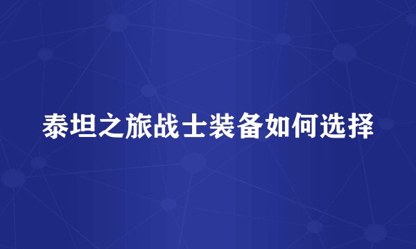 泰坦之旅战士装备如何选择