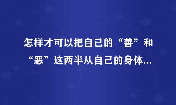 怎样才可以把自己的“善”和“恶”这两半从自己的身体里面分离出来啊？（我表示不想浑浑噩噩过日子）