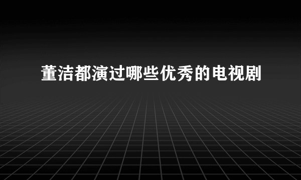 董洁都演过哪些优秀的电视剧