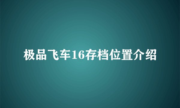 极品飞车16存档位置介绍