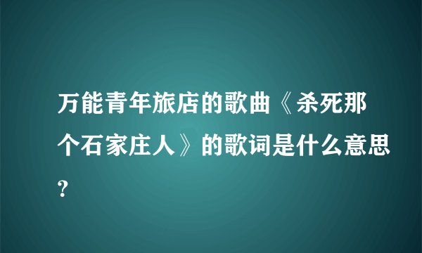 万能青年旅店的歌曲《杀死那个石家庄人》的歌词是什么意思？