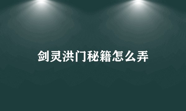 剑灵洪门秘籍怎么弄