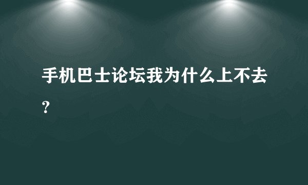 手机巴士论坛我为什么上不去？