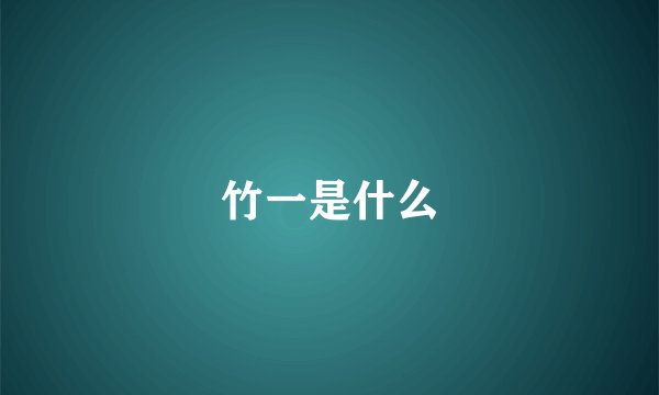 竹一是什么
