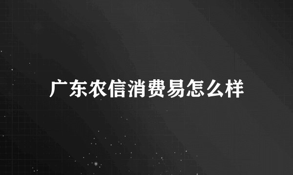 广东农信消费易怎么样