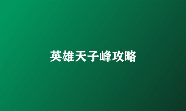 英雄天子峰攻略