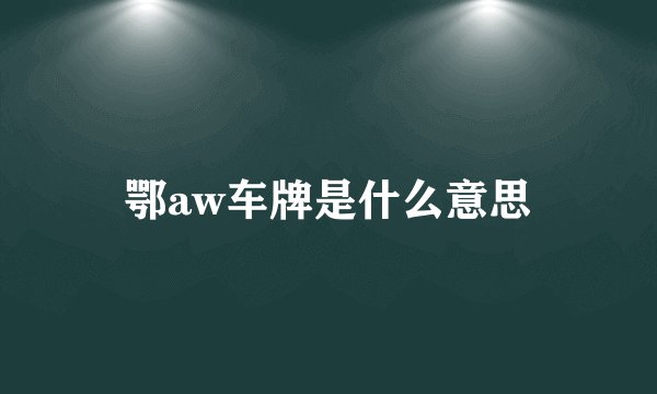 鄂aw车牌是什么意思