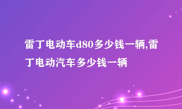 雷丁电动车d80多少钱一辆,雷丁电动汽车多少钱一辆