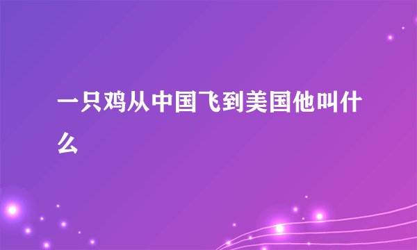一只鸡从中国飞到美国他叫什么