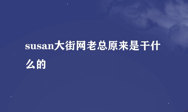 susan大街网老总原来是干什么的