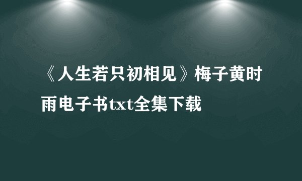 《人生若只初相见》梅子黄时雨电子书txt全集下载
