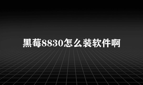 黑莓8830怎么装软件啊