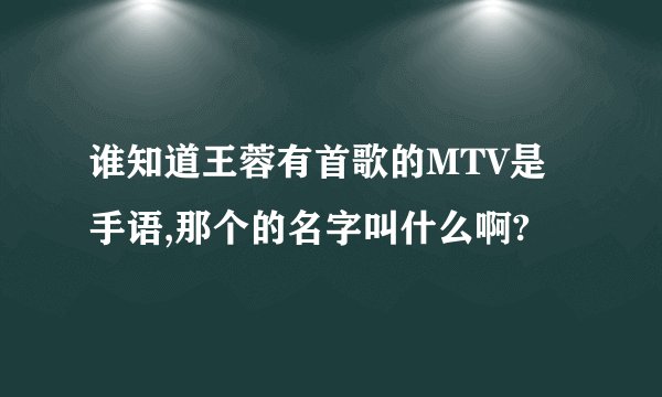 谁知道王蓉有首歌的MTV是手语,那个的名字叫什么啊?