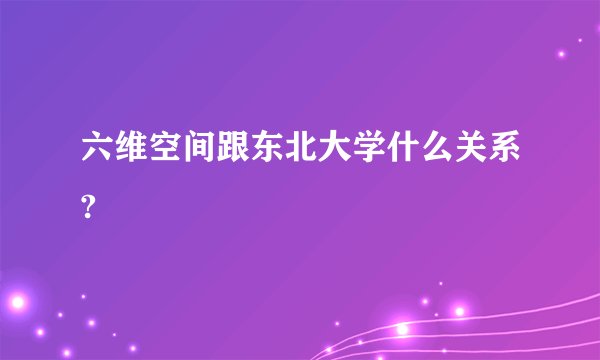 六维空间跟东北大学什么关系?