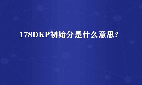178DKP初始分是什么意思?