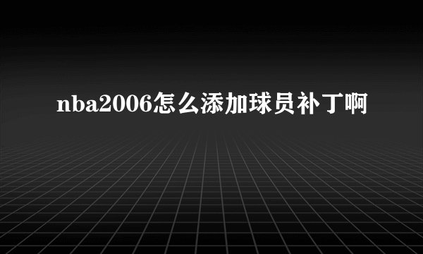 nba2006怎么添加球员补丁啊
