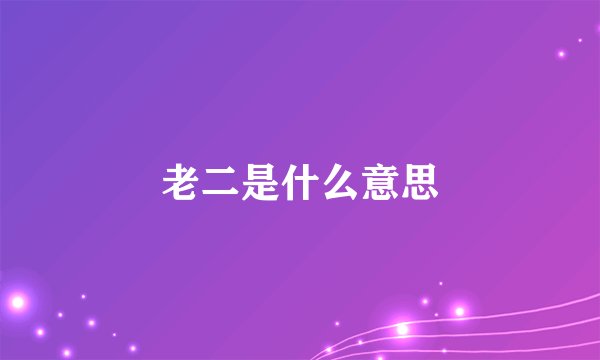 老二是什么意思