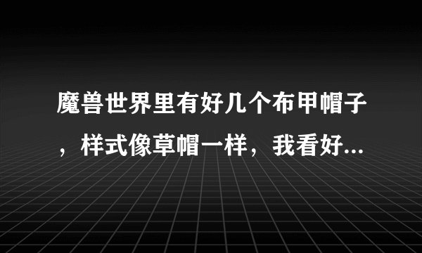 魔兽世界里有好几个布甲帽子，样式像草帽一样，我看好多人带过，忘记叫什么名字了。有没有高人帮忙？