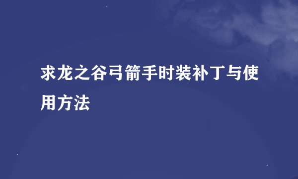 求龙之谷弓箭手时装补丁与使用方法