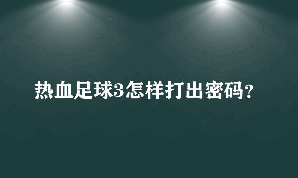 热血足球3怎样打出密码？